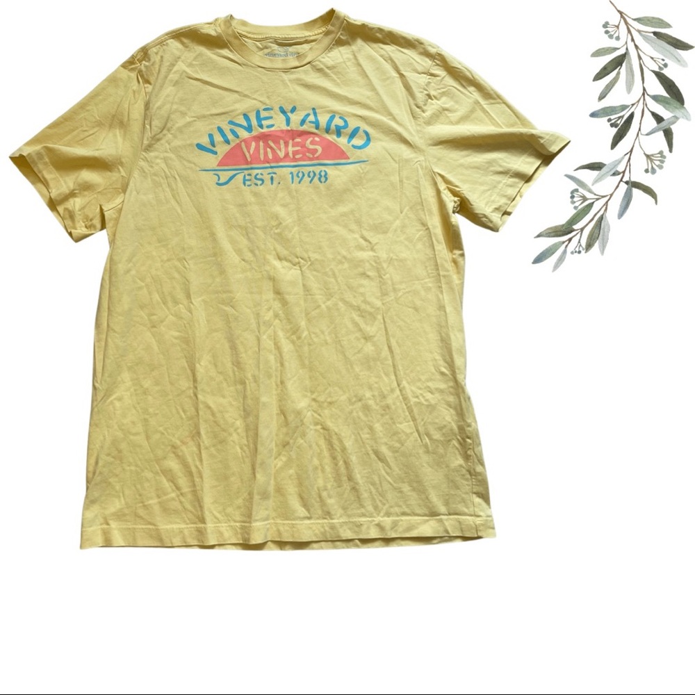 Vineyard Vines Yellow Surf Logo T Shirt Size Medium